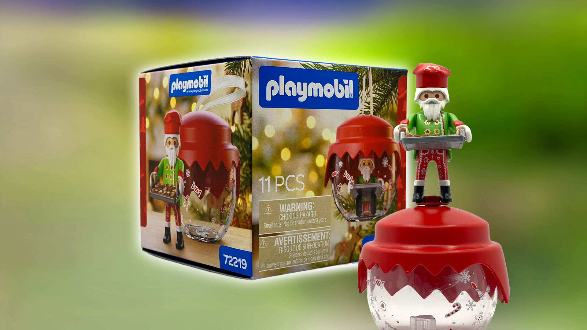 Bola navideña Playmobil 72219 Papá Noel Panadero - Pastelero con su caja